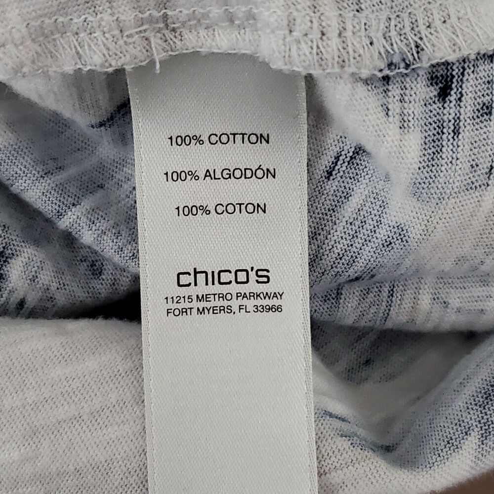 Chicos Top Womens 3  Extra Large White Knit Striped Floral Pullover 3/4 Sleeve - Picture 8 of 9